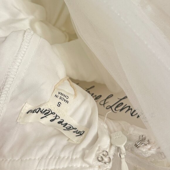 FOR LOVE & LEMONS Lace Mini Dress with Tulle Overlay in White Size Small NWT - Picture 9 of 11